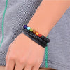 TCC™ 7 Chakra Healing Lava Stone Leather Bracelet
